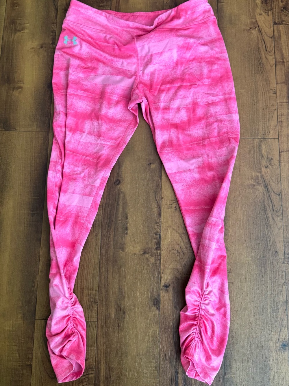 Under Armour Girls Pink Tie-Dye Breast Cancer Active Ruched Leg Leggings XL